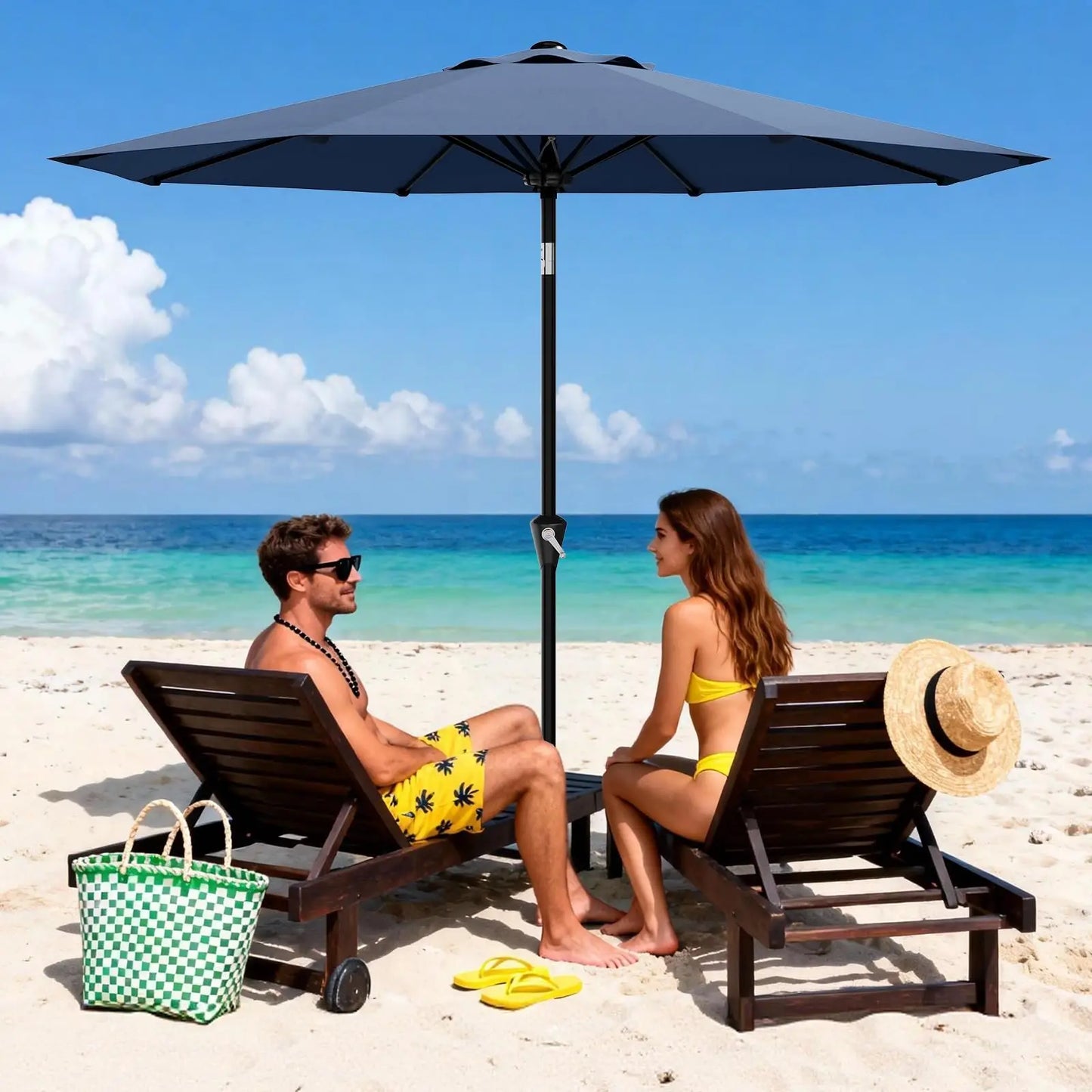 10FT Patio Umbrella, Outdoor Table Umbrella With Crank Lift & Tilt. Sunshade Waterproof For Garden, Yard, Pool, Deck