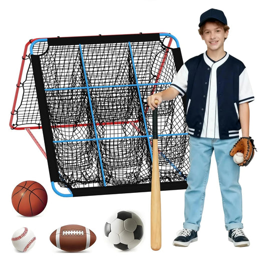 Baseball Rebounder Net, 12-Angle Pitching Net with Pocket Net, Softball & Baseball Training Equipment