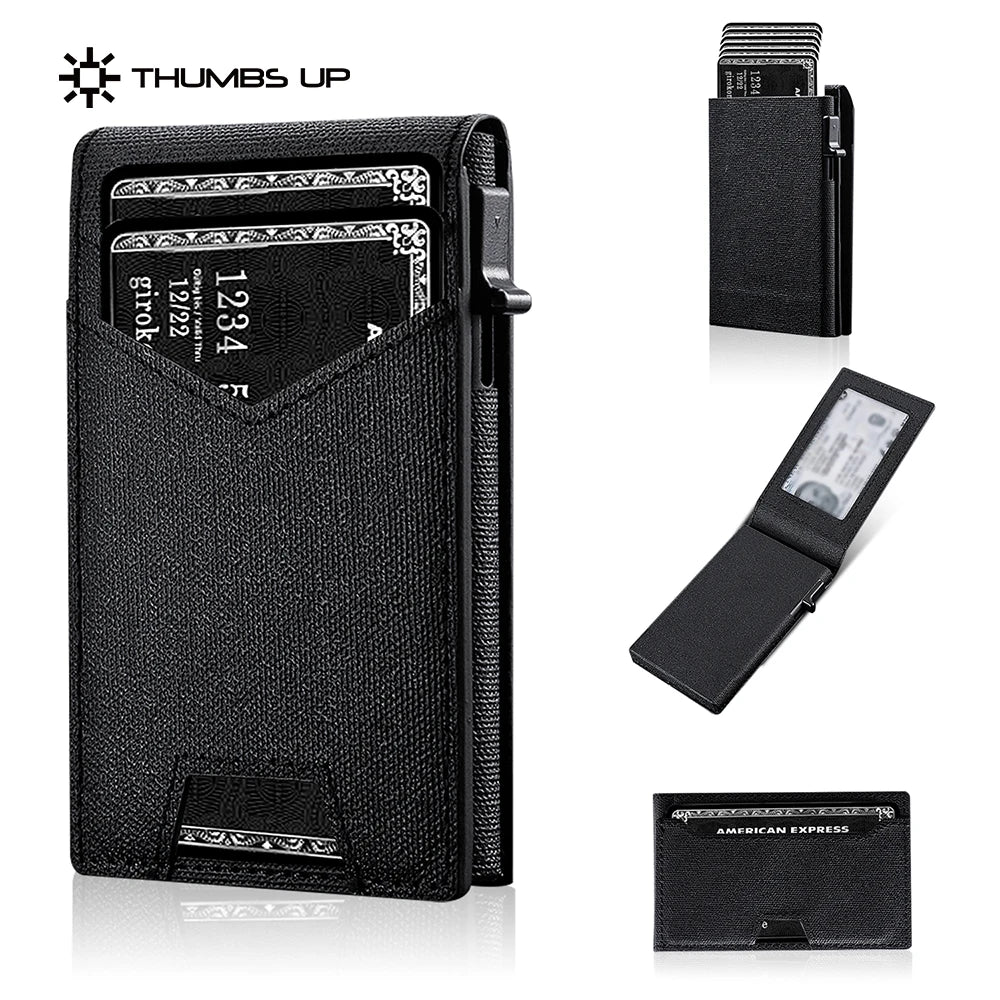 Slim Cardholder for Men, Premium Fabric Wallet with Card Ejector, RFID Blocking Front Pocket Stylish Design