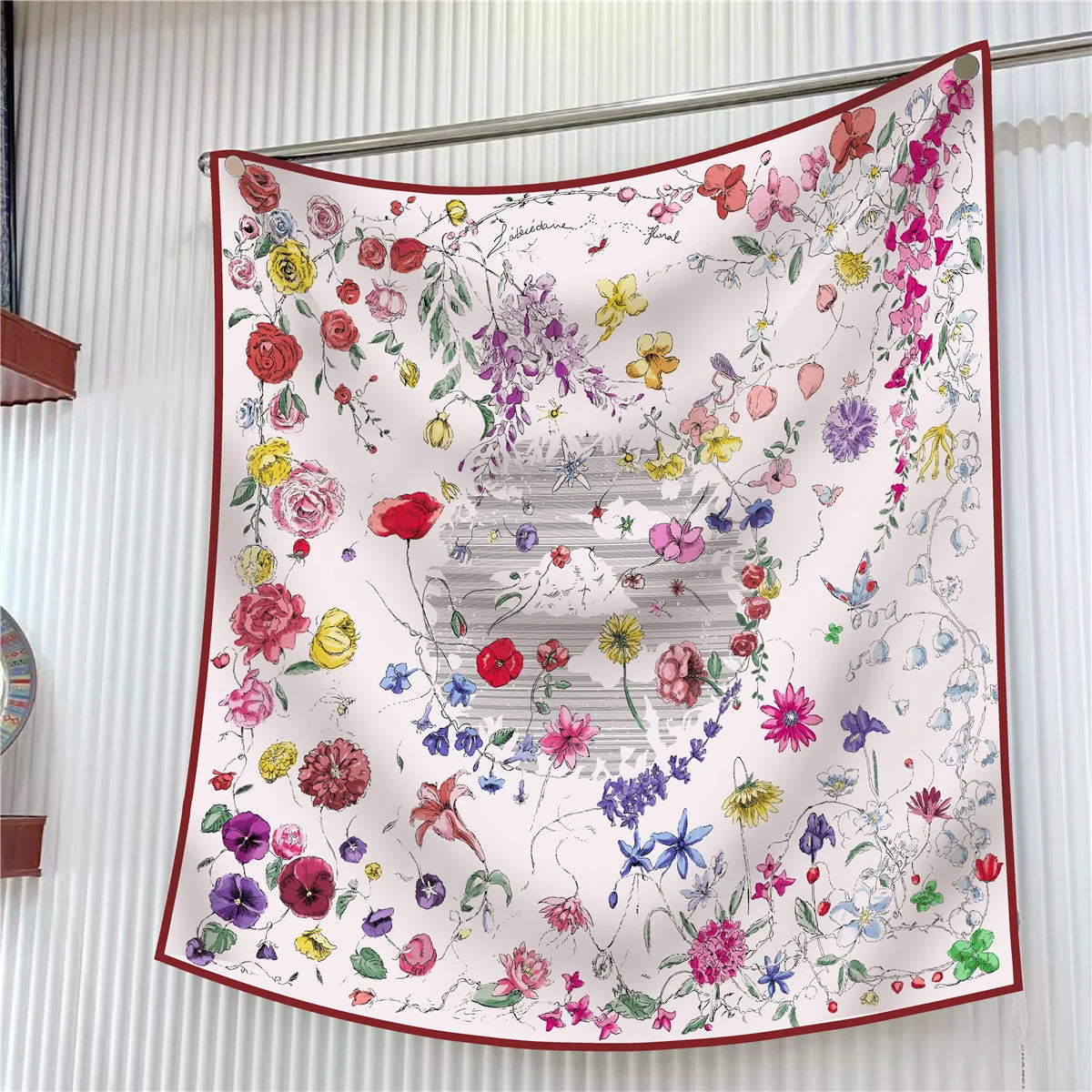 Square Scarf Women Fashion Floral Twill Silk Head Scarf For Lady
