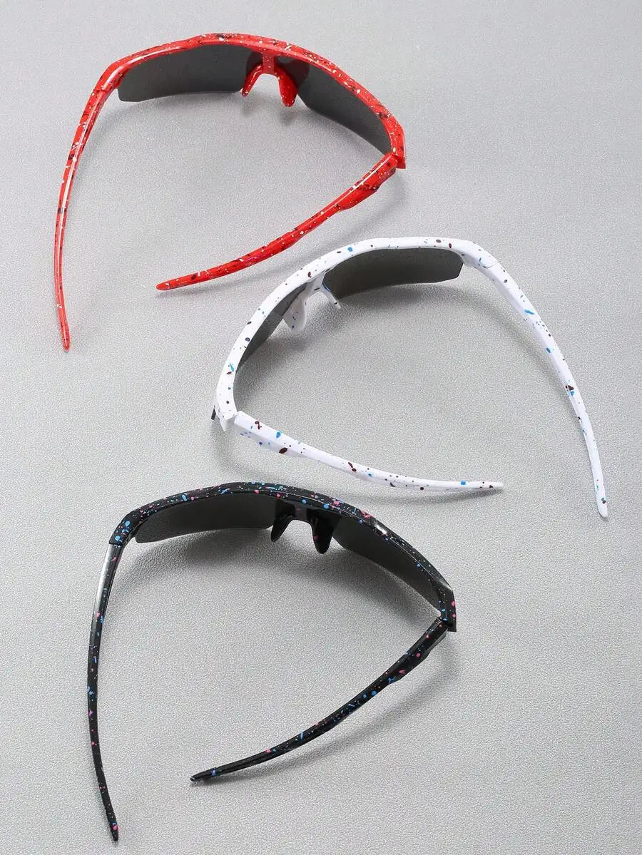 3-Pack Sport Shield Sunglasses for Kids - Splatter Print Frame, UV400 Protection