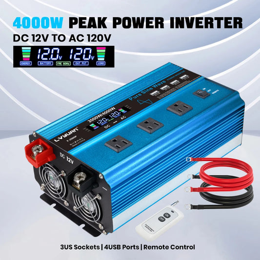 4000W Pure Sine Wave Inverter DC 12v/24v To AC 110v 60HZ Voltage Converter Car Solar Power Inverter
