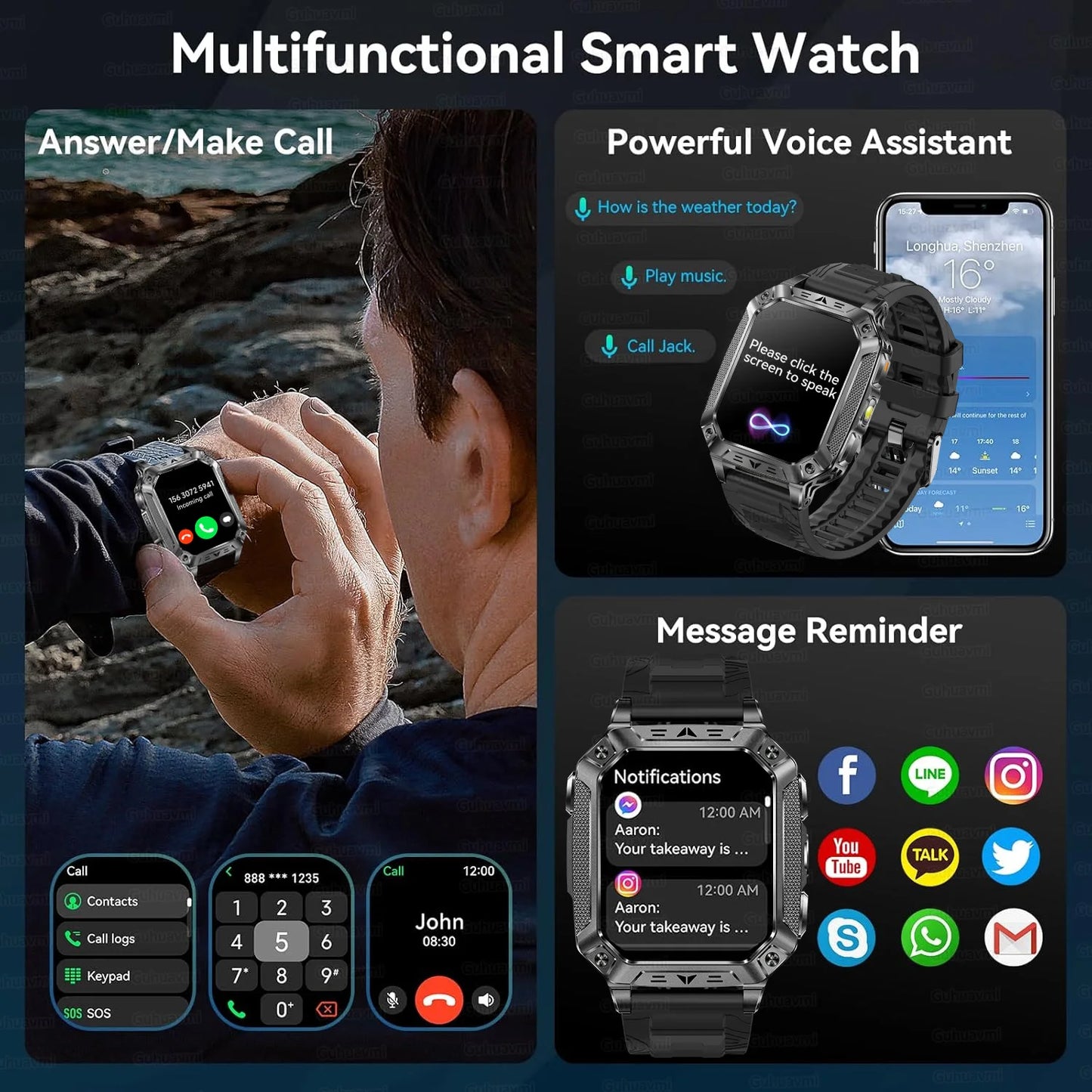 2026 New 1400mAh Battery Smart Watch, Waterproof Call 2.01" AMOLED HD 100+Sports Heart rate Flashlight Smart Watch
