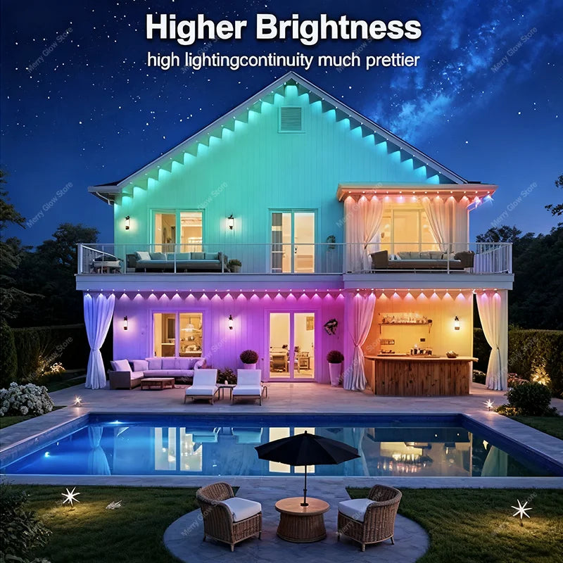 100FT 60 LEDs Permanent Outdoor Flashing Lights