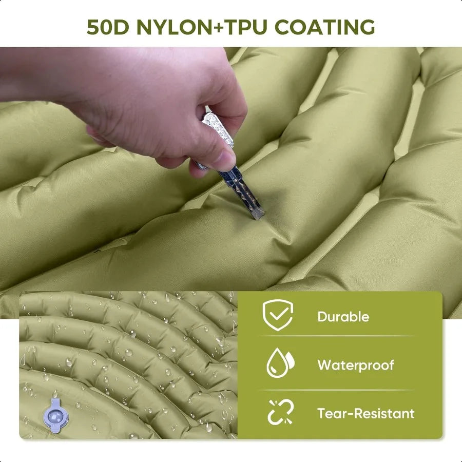 Sleeping Pad Ultra Lightweight with Pillow Foot Pump Compact and Portable Ideal for Outdoor
