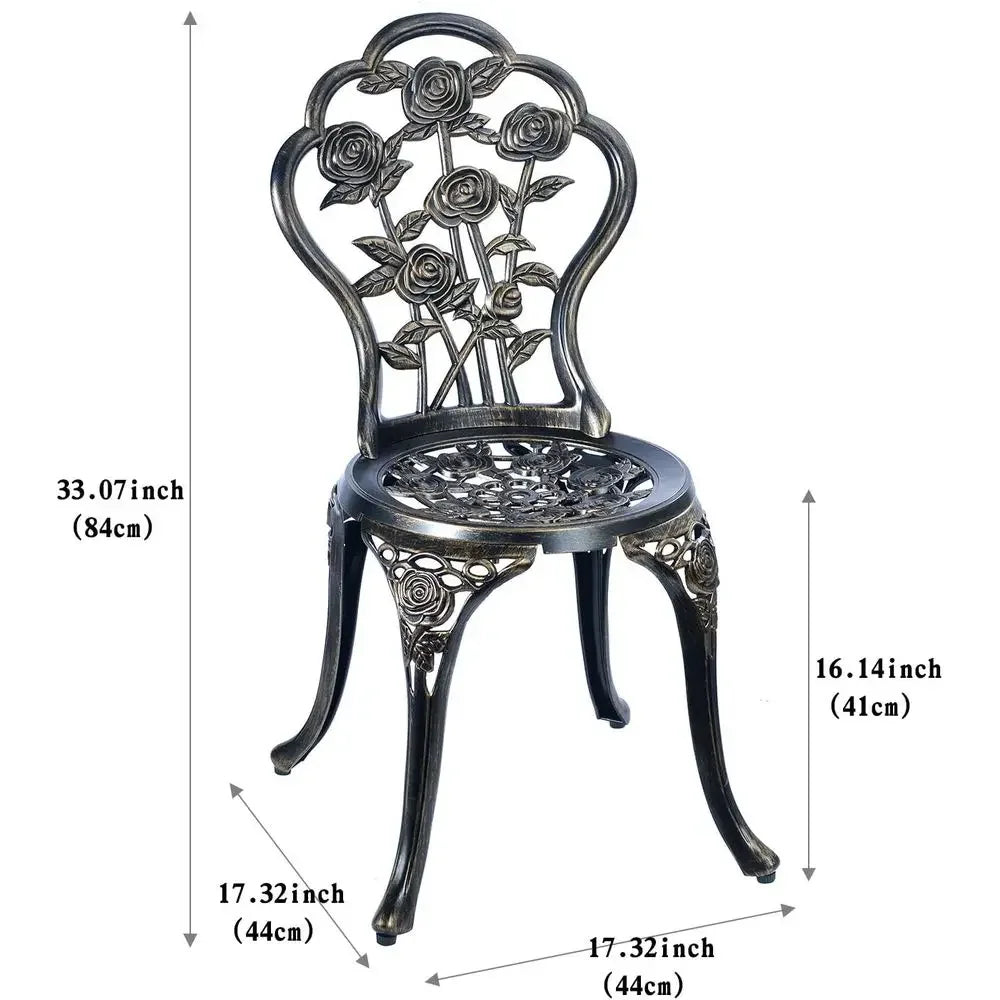 3-Piece Outdoor Bistro Set, Rust-Resistant Metal Patio Table, Vintage Copper Finish