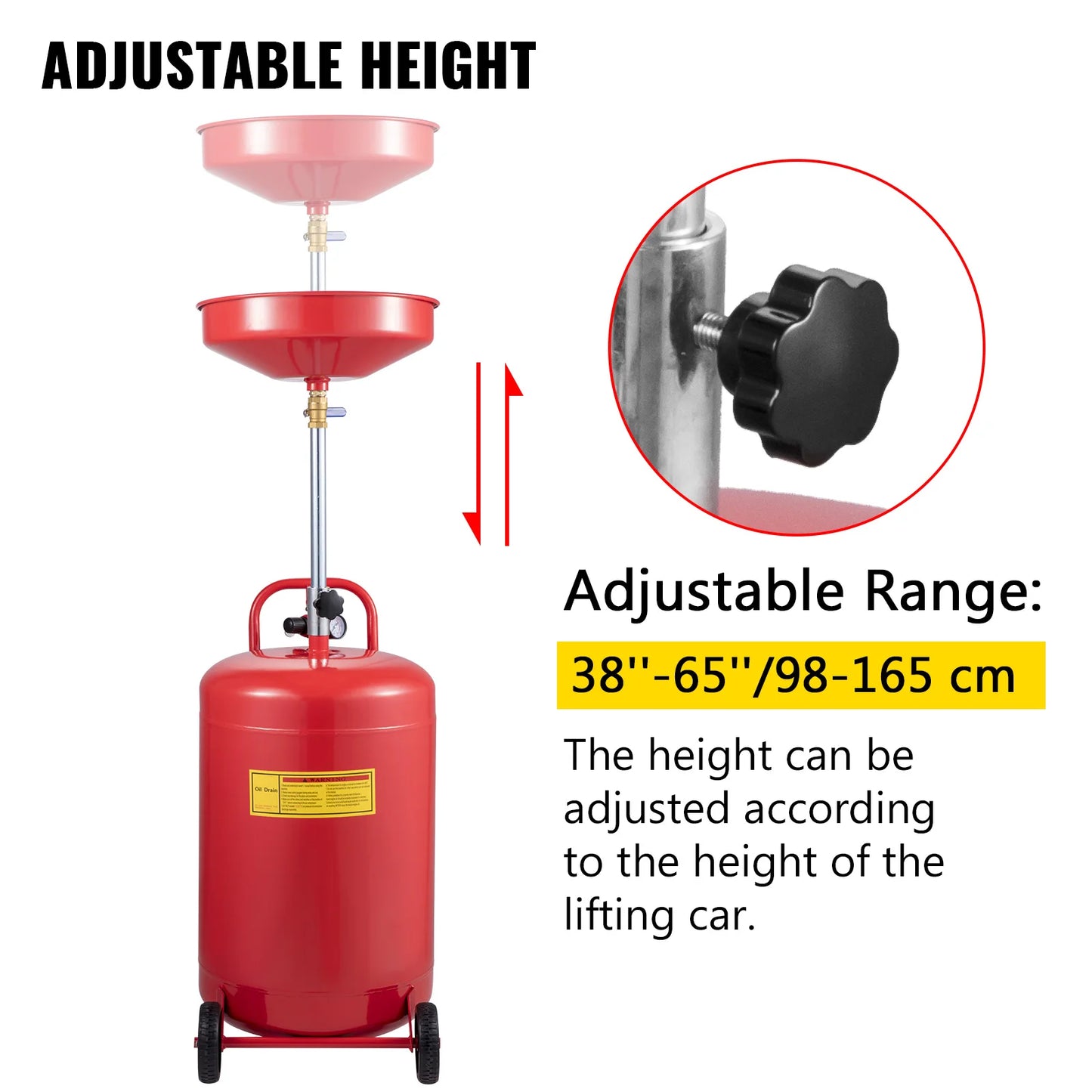 20 Gallon Waste Oil Drain Tank, Air Operated Drainer with Pressure Regulating Valve for Fluid Fuel Transfer Drainage