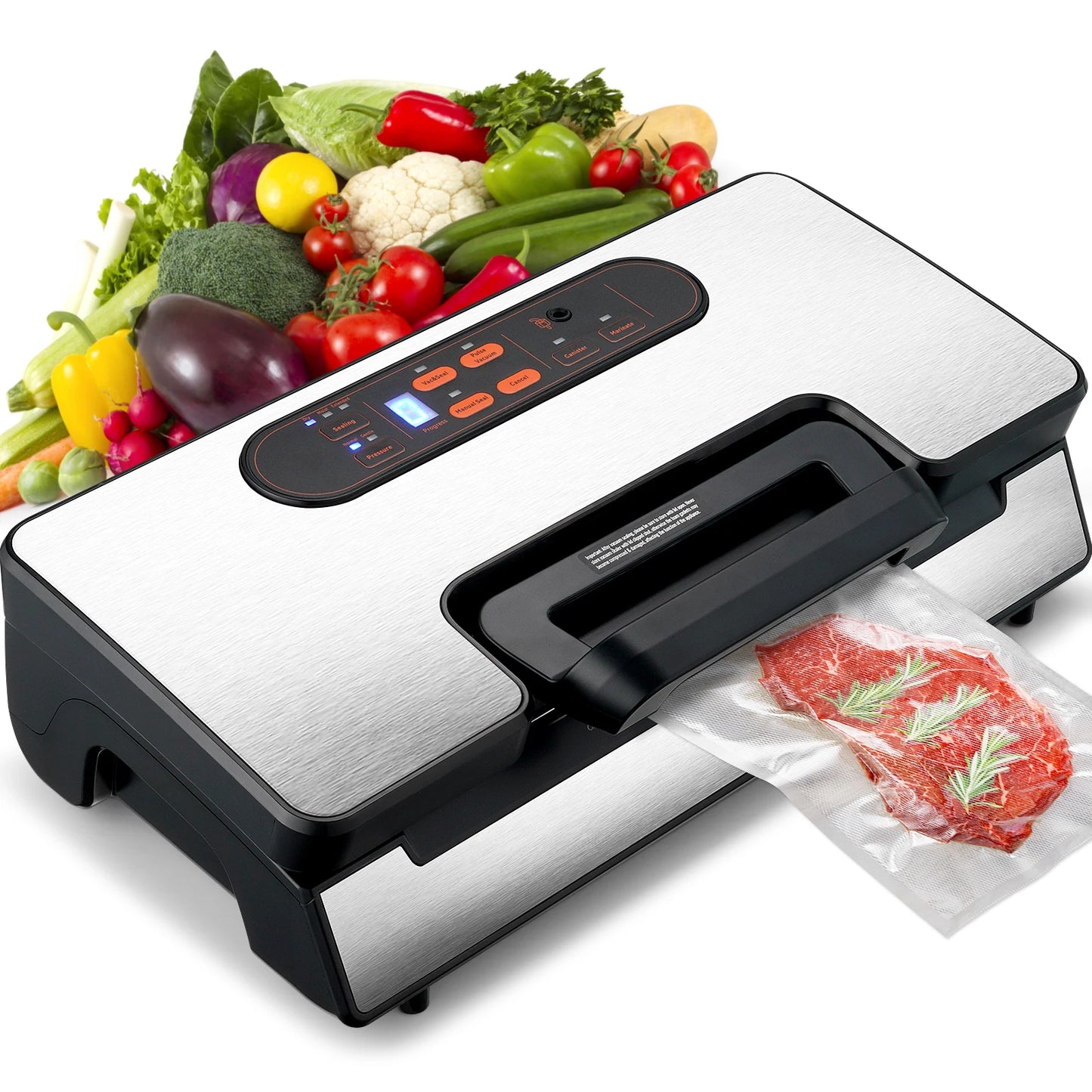 130W Vacuum Sealer Food Packaging Machine with Free 10pcs Vacuum bags for Household Kitchen Vacuum Food Sealing