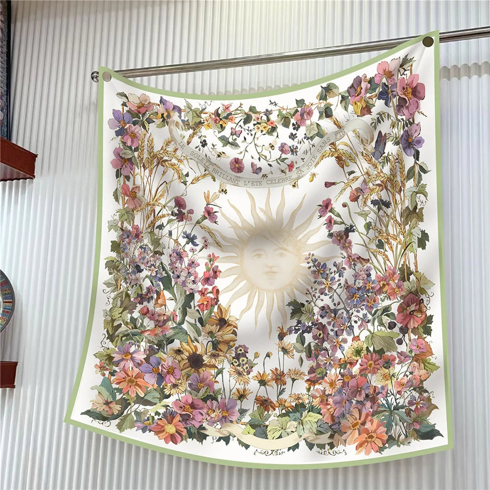 Square Scarf Women Fashion Floral Twill Silk Head Scarf For Lady
