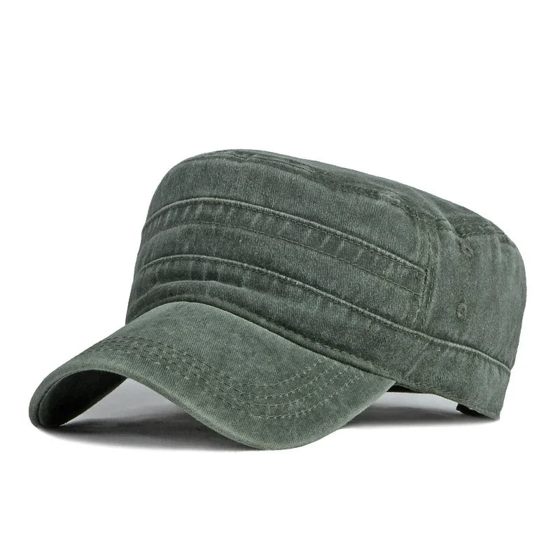 Spring Summer Short Brim Army Hat Men Women Outdoor Retro Washed Cotton Big Head Sunshade Flat Caps Military Cap Fishing Hats