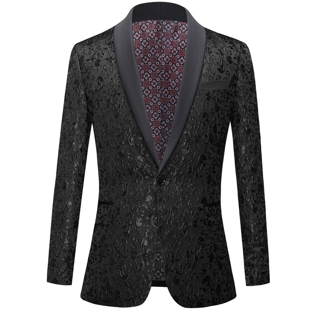 Men's Paisley Tuxedo Jacket One Button Dress Suit Jacket