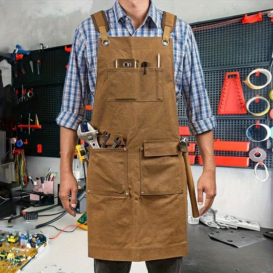 Waxed Canvas Apron with 9 Tool Pockets and Holders