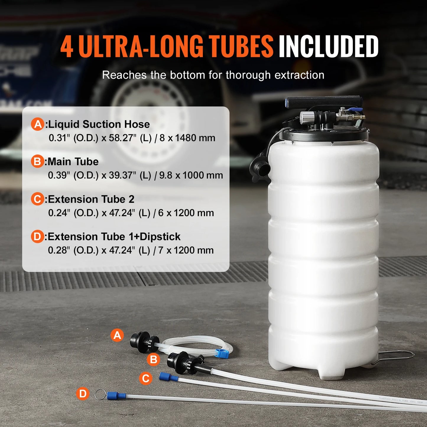 1.75 gallon / 4 gallon Pneumatic Fluid Extractor with Suction Hose Oil / Fuel Changer, for Automotive/Marine/RV Fluids Vacuum Evacuation