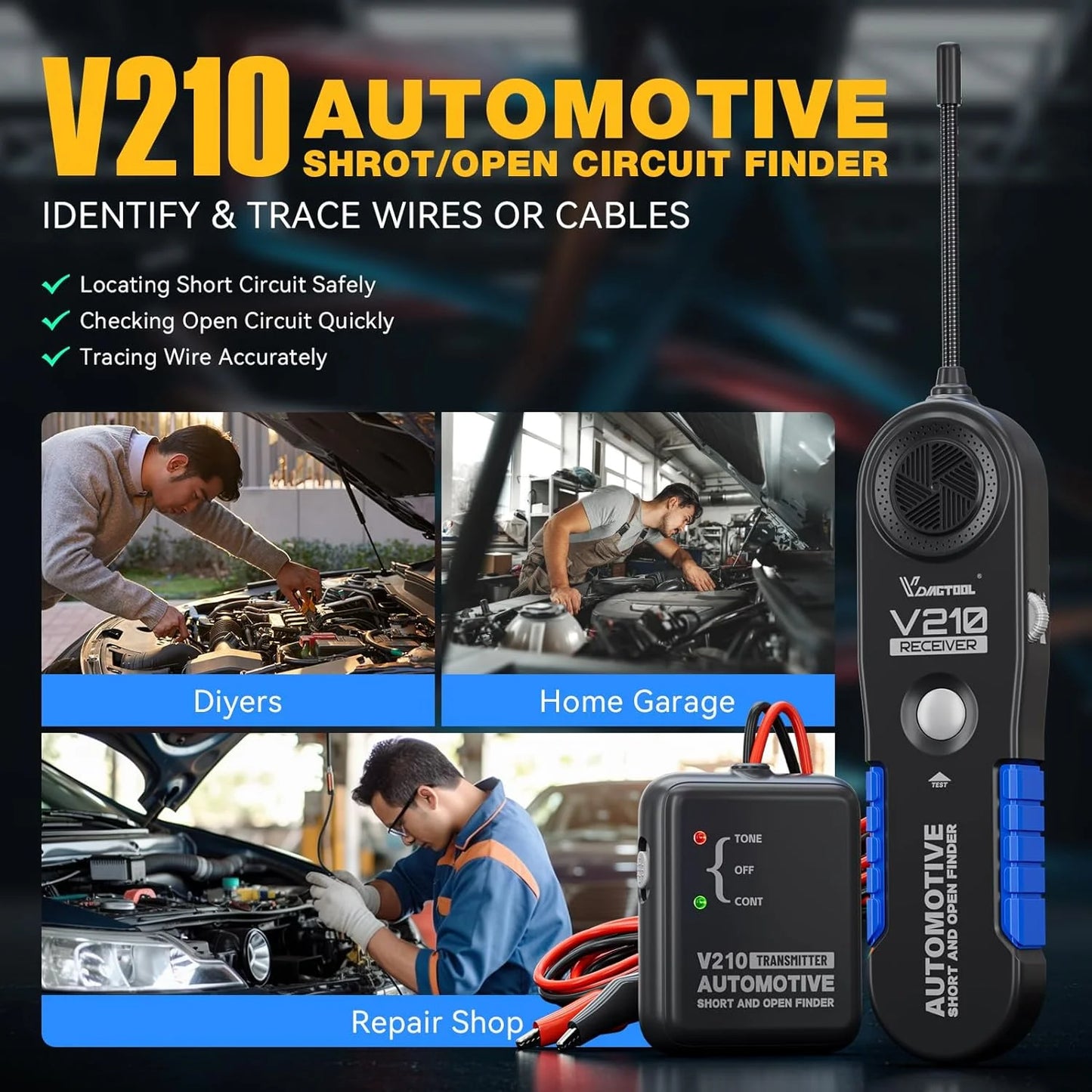 Automotive Circuit Tester,  6-42V Short Open Check and Find. Car Repair Cable Circuit Wire Track and Trace Analyzer