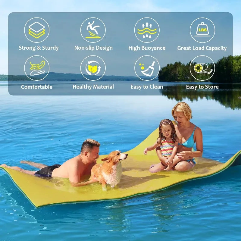 CTSC Lily Pad Floating Mat - Floating Water Mat - 9 x 4 Ft Floating Mat for Lake, 3-Layer Tear-Resistant XPE Foam