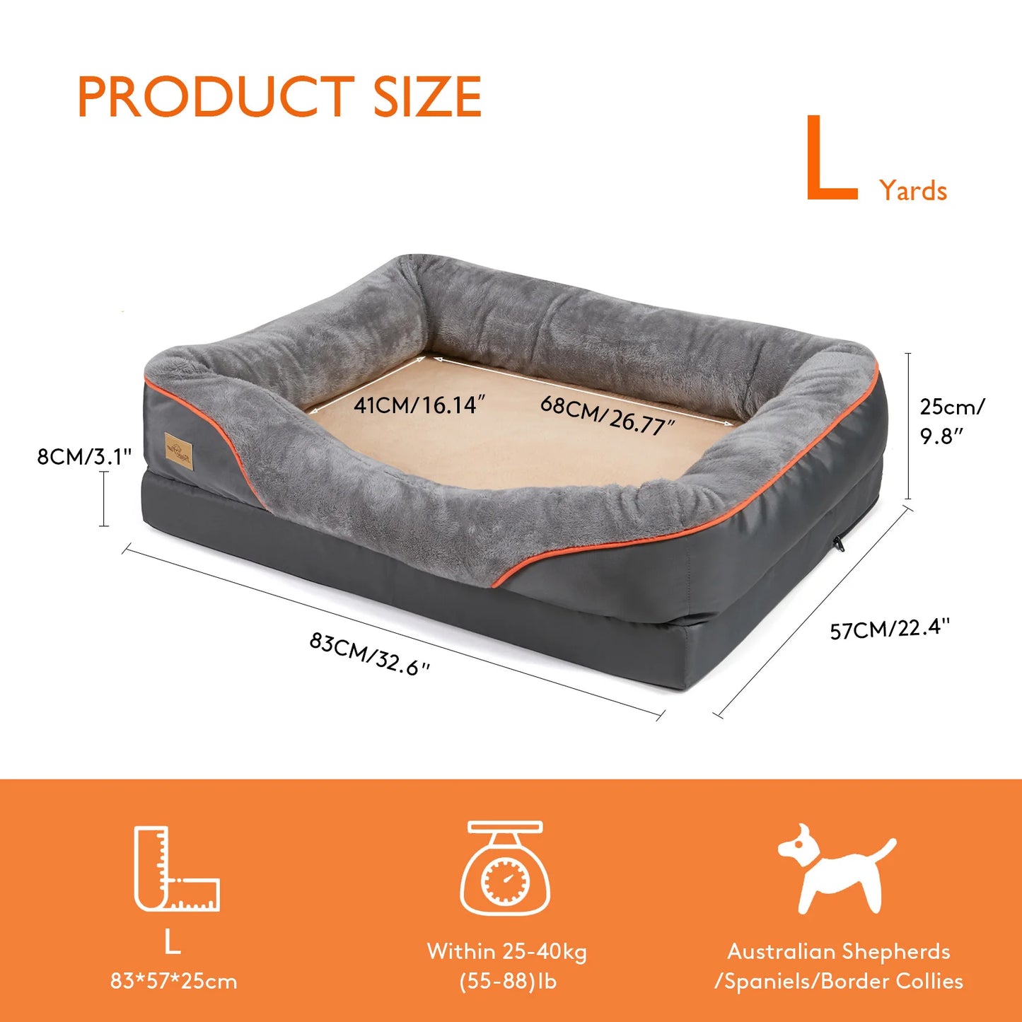 Large Dog Bed Soft Comfortable Anti Allergy Warm Fleece Removable Washable, Waterproof