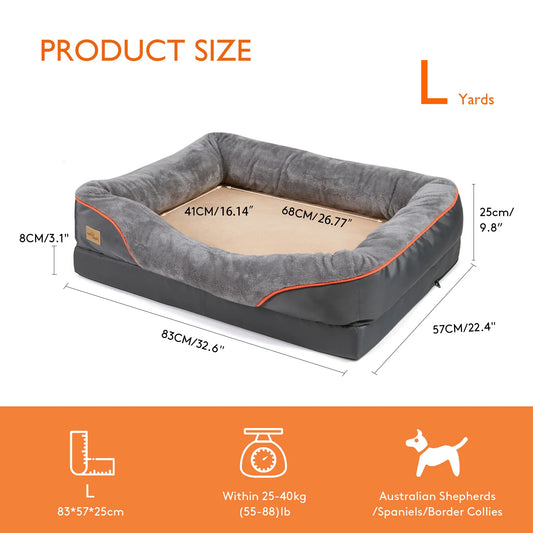 Large Dog Bed Soft Comfortable Anti Allergy Warm Fleece Removable Washable, Waterproof