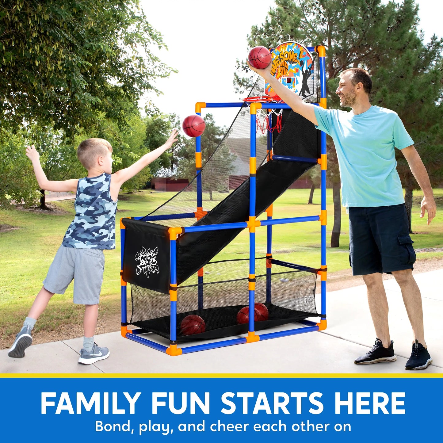 LED Scoring Arcade, Basketball Game with 4 Balls. Adjustable Height 44"-55"Basketball Stand Hoop Toy