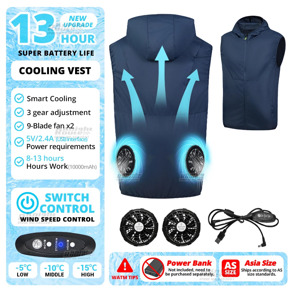 Cool Vest Wearable Cooling Fan Vest. Cooling 13 Hours for High Temperature Work, Fishing, Hiking
